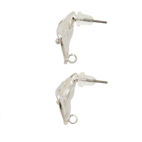 قطع معدنية للحلق "أقراط من التيتانيوم مع حلقة خلفية وقبضة سيليكون فضية 1 زوج"