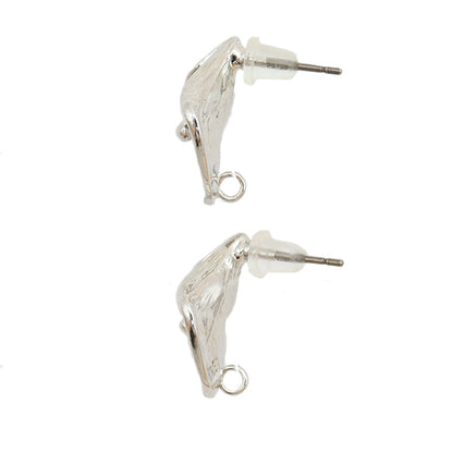 قطع معدنية للحلق "أقراط من التيتانيوم مع حلقة خلفية وقبضة سيليكون فضية 1 زوج"