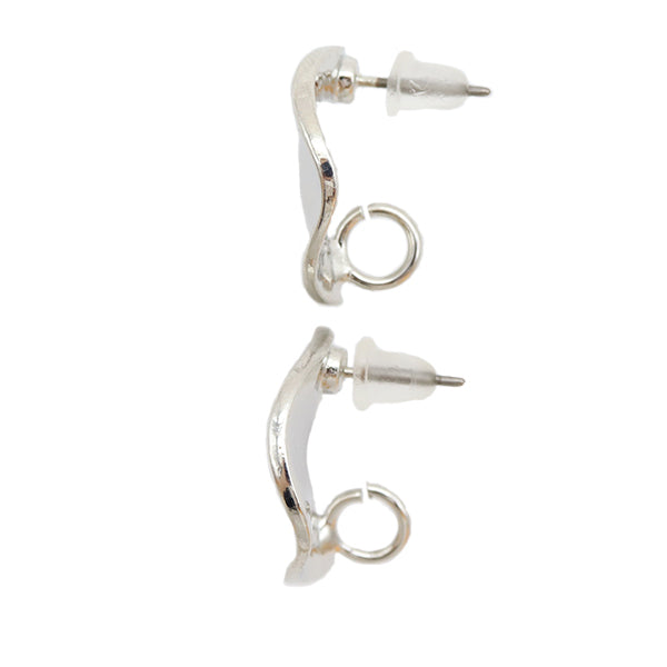 حلق الأجهزة "زوج واحد من الأقراط المستديرة المصنوعة من التيتانيوم مع حلقة خلفية وقبضة سيليكون، فضي"