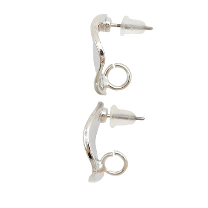 حلق الأجهزة "زوج واحد من الأقراط المستديرة المصنوعة من التيتانيوم مع حلقة خلفية وقبضة سيليكون، فضي"