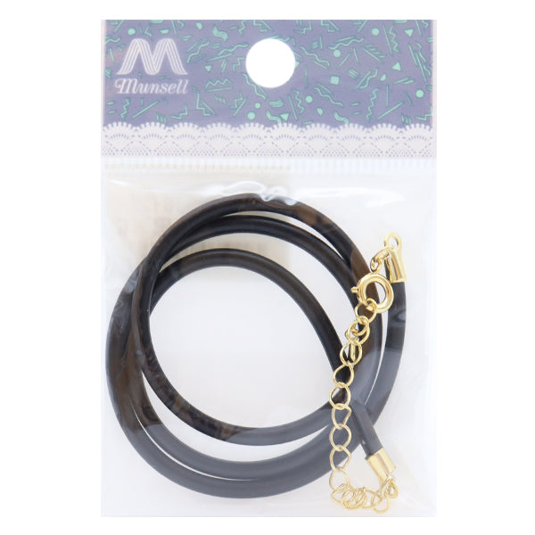手芸金具 『レザーネックレス 3mm カン無し 黒紐×ゴールド 約45cm