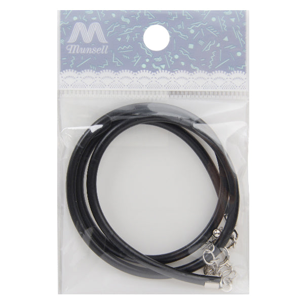 手芸金具 『レザーネックレス 3mm カン無し 黒紐×シルバー 約45cm