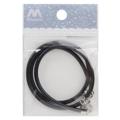 수예브래킷 "가죽 목걸이 3mm 블랙 스트링 x 실버 약 45cm"