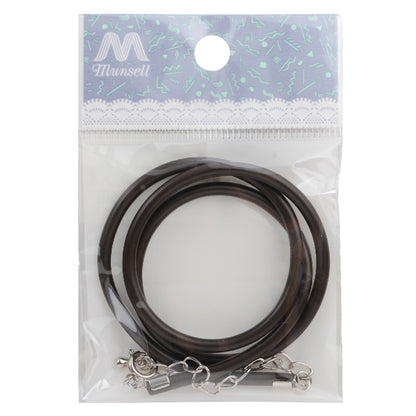 수예브래킷 "가죽 목걸이 3mm 브라운 스트링 x 실버 약 45cm"