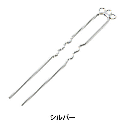 Handicraft bracket "Kanzashi 3 with can 79mm silver 1 piece #9077"