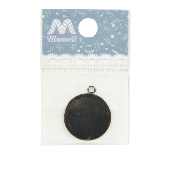 ふ*。様 K14留め具　黒い石付　ペンダントトップ 手芸金具 『円貼り付け用ペンダントトップ 20mm ブラック 1個入り