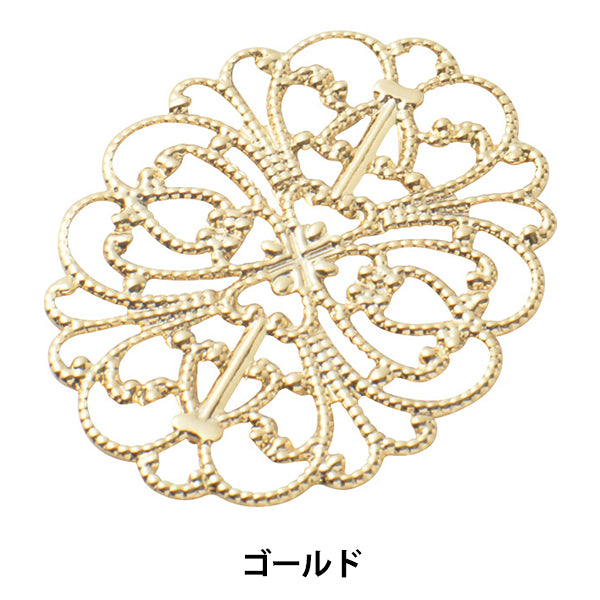 Bracket d'artisanat "Pièces de skashi fleur elliptique grande or avec 1 pièce # 2427"