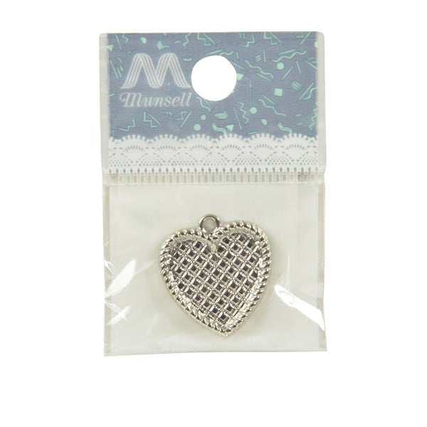 Handicraft fittings "Clay base pendant top heart silver 1 piece #3069"