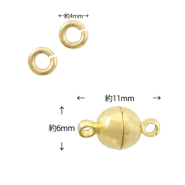 手芸金具 『マグネットクラスプ ゴールド 丸カン付 1セット V-090