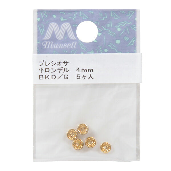 Accessoire Material "PREISISA Flat Rondel 4mm schwarzes Diamantgold"