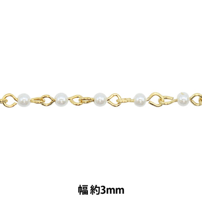【数量5から】 アクセサリー金具 『パールチェーン ホワイト×ゴールド 3mm WC-3G』