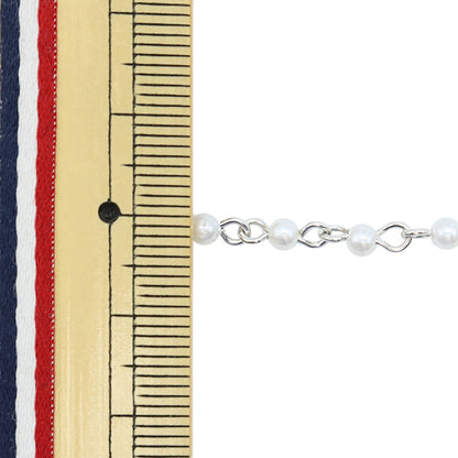 [Aus der Menge 5] Zubehörhalter "Perlenkette Weiß x Silber 3mm WC-3s"