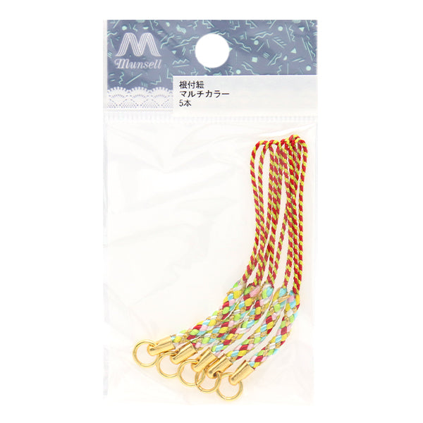 手芸金具 『根付紐 カン付き マルチカラー 5本入り 218BR-G』