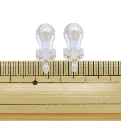 Earring bracket "Resin ear clip converter pearl white 5mm 1 pair 271 0388w"