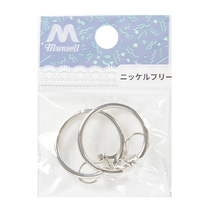 Handicraft bracket "Spring type hoop earring nickel free 2.4cm silver 1 pair with silver EA1695-218"