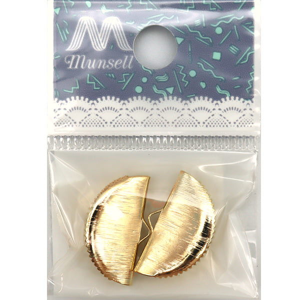 手芸金具 『リボン留め金具 半円 ヘアライン仕上げ 21×11mm ゴールド 2