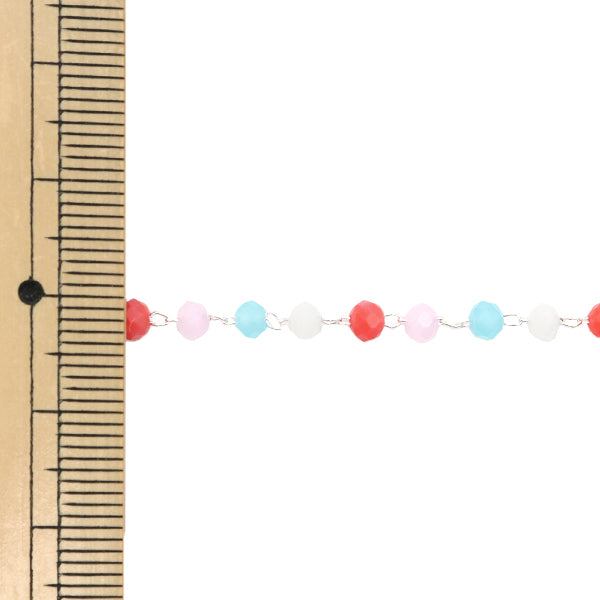 [De la cantidad 5] Soporte de accesorios "CuentasCadena roja x plata CH1484"