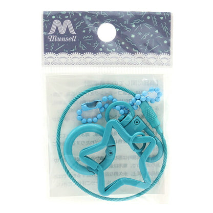 手芸金具 『カラーキーホルダー 5種セット 水色 各1個入り 271/KH001-LBL』