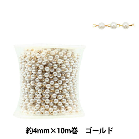 [من الكمية 5] إكسسوارات معدنية ``خرزسلسلة لؤلؤة بيضاء × ذهبية 4 ملم GN-84-21A-02G”