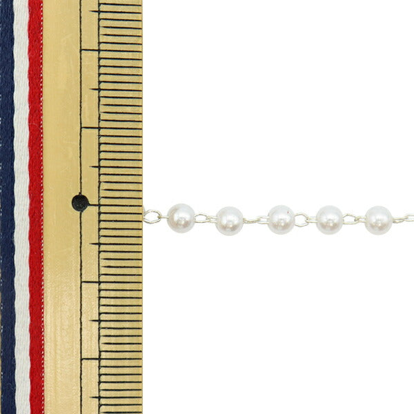 [From quantity 5] Accessory bracket "BeadsChain Pearl White x Silver 4mm GN-84-21A-02S]