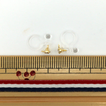 Handicraft bracket "antibacterial resin earring stone 2.4mm Clear x 1 pair with gold KNHJ-1053CL G"