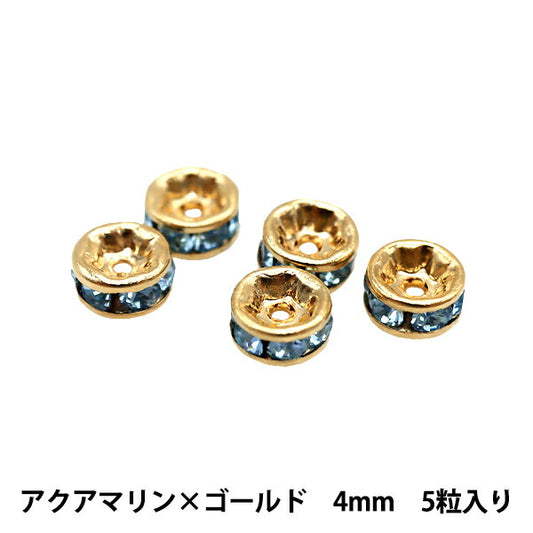 액세서리 소재 "Presiosa Flat Rondel 080r Aquamarine x Gold 4mm 5 정제"