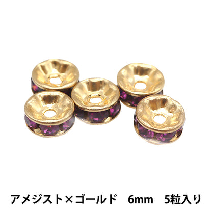 액세서리 재료 "Presiosa Flat Rondel 081R Amethyst X Gold 6mm 5 정제"
