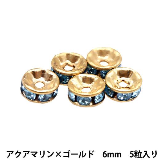 액세서리 소재 "Presiosa Flat Rondel 081R Aquamarine X Gold 6mm 5 정제"
