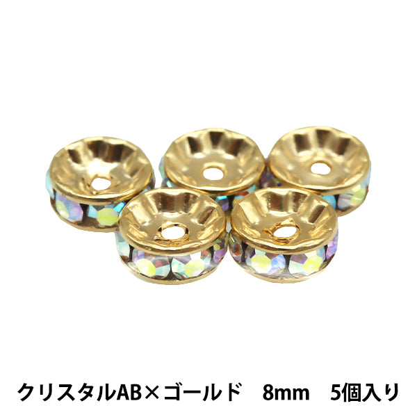 مادة الملحقات "Preciosa Flat Rondelle 083R Crystal AB x Gold 8mm 5 قطع"