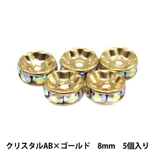 Accessory material "Presiosa flat Rondel 083R Crystal AB x Gold 8mm 5 tablets"