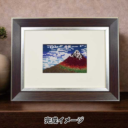 Beadskit "+beads MUSEUM Kit + Exclusive Frame Katsushika Hokusai / Clear Wind (Red Fuji) MK001/1” MIYUKI Miyuki