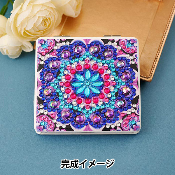 BeadsKit "Diamond Fix Compact Mirror Square Geometric Pattern A 10-4918"