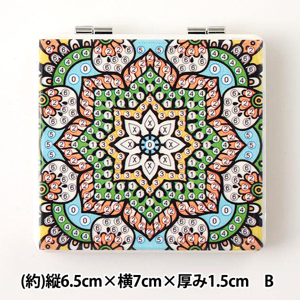 ビーズキット 『ダイヤモンドフィックス コンパクトミラー スクエア 幾何学模様 B 10-4919』