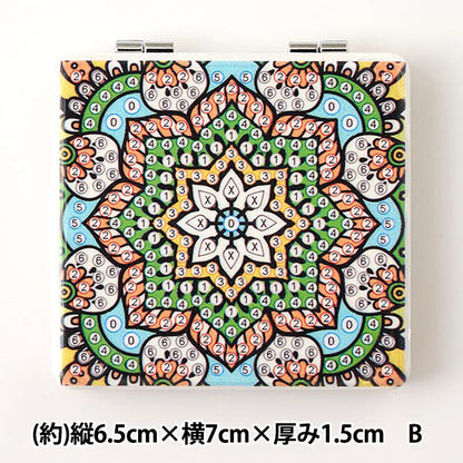 ビーズキット 『ダイヤモンドフィックス コンパクトミラー スクエア 幾何学模様 B 10-4919』