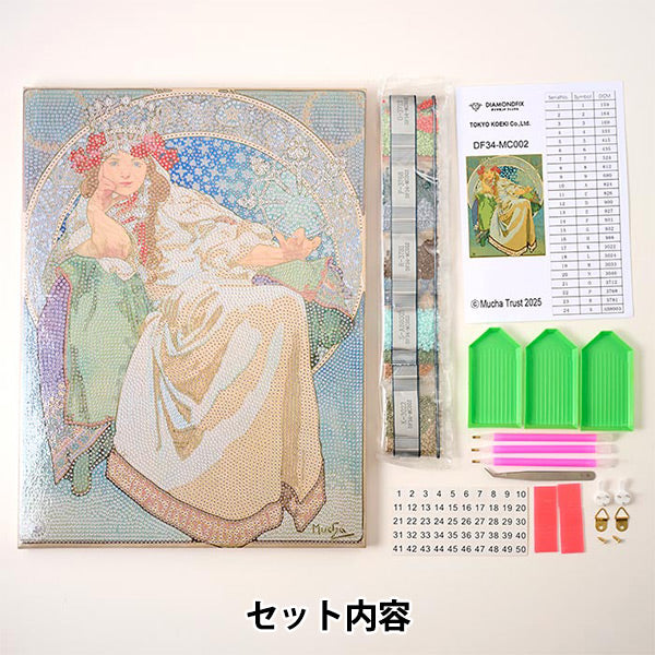 ビーズキット 『ダイヤモンドフィックス MUCHAアートコレクション ヒヤシンス姫 約30×40cm DF34-MC002』