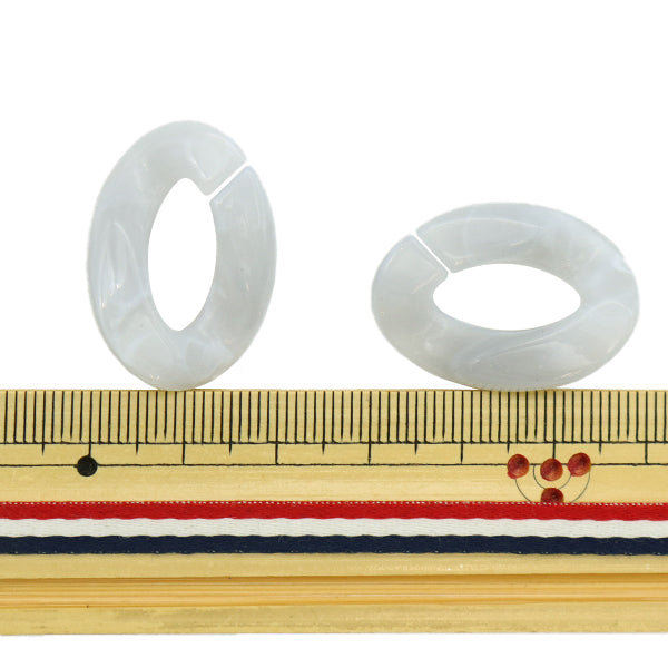 ビーズ 『アクリルパーツ チェーン変形マーブル ライトグレー 約29mm×21mm 10-3525』