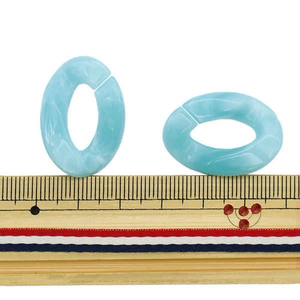 ビーズ 『アクリルパーツ チェーン変形マーブル ブルー 約29mm×21mm 10-3526』