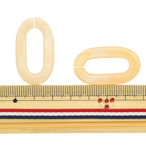 구슬 "아크릴 부품 체인 타원형 대리석 베이지 색 약 37mm x 21mm 10-3528"