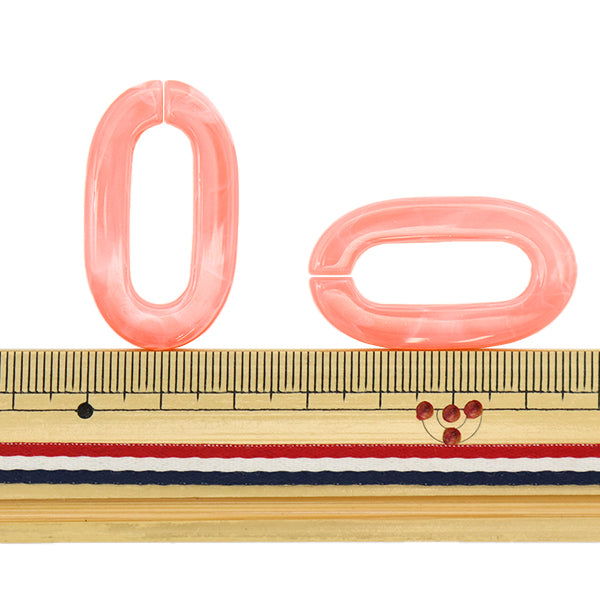 ビーズ 『アクリルパーツ チェーン楕円マーブル ピンク 約37mm×21mm 10