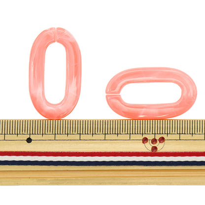 구슬 "아크릴 부품 체인 타원형 대리석 핑크 약 37mm x 21mm 10-3530"