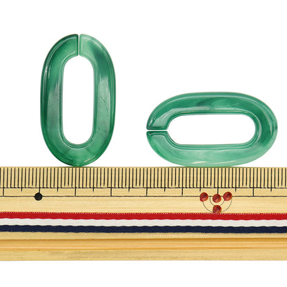 구슬 "아크릴 부품 체인 타원형 대리석 녹색 약 37mm x 21mm 10-3531"
