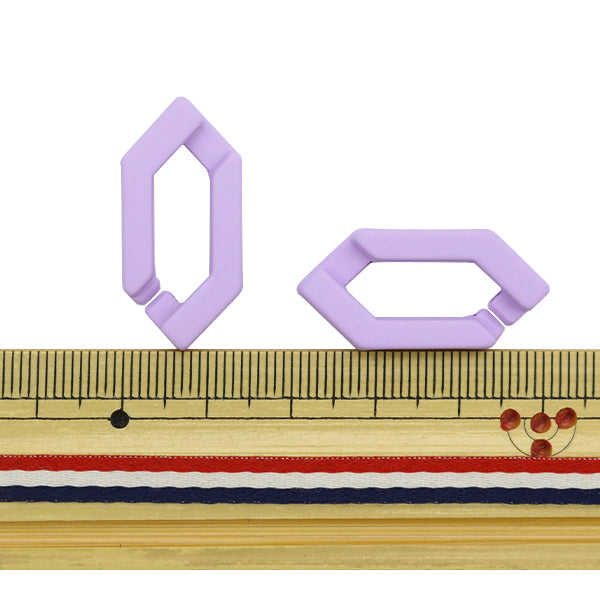 구슬 "아크릴 부품 체인 육각형 Matlite 자주색 약 30mm x 14mm 10-3537"
