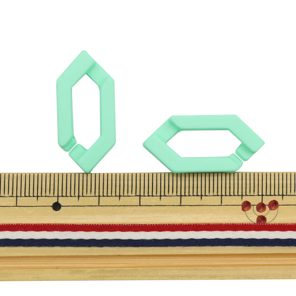 구슬 "아크릴 부품 체인 육각형 매트 녹색 약 30mm x 14mm 10-3539"