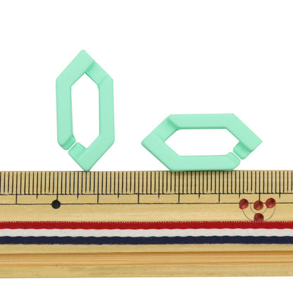 구슬 "아크릴 부품 체인 육각형 매트 녹색 약 30mm x 14mm 10-3539"