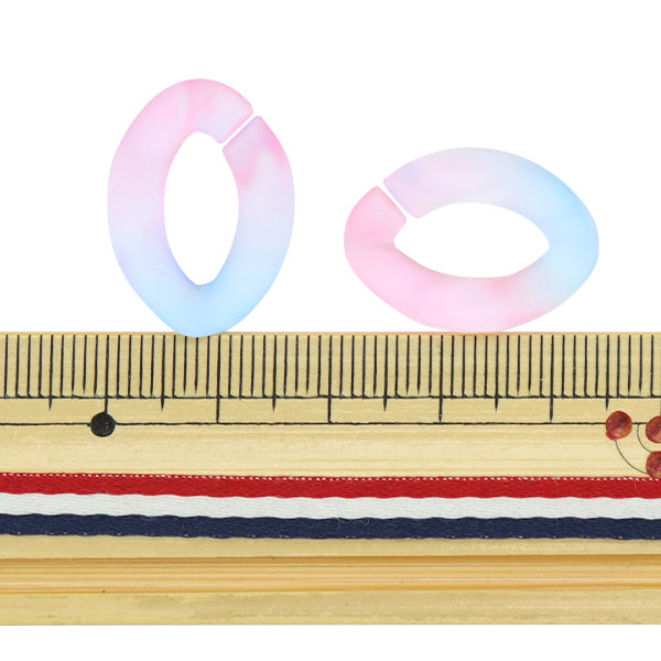 ビーズ 『アクリルパーツ チェーン変形グラデーション ピンク×ブルー 約29mm×21mm 10-3540』