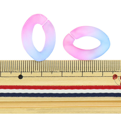 구슬 "아크릴 부품 체인 변형 그라데이션 보라색 x 블루 약 29mm x 21mm 10-3541"