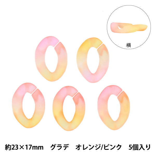 Perlen "Acrylteile Kettenverformungsabstufung Orange x Pink etwa 29 mm x 21 mm 10-3542"