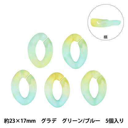 Cuentas "Gradación de deformación de la cadena de piezas acrílicas verde x azul aproximadamente 29 mm x 21 mm 10-3543"