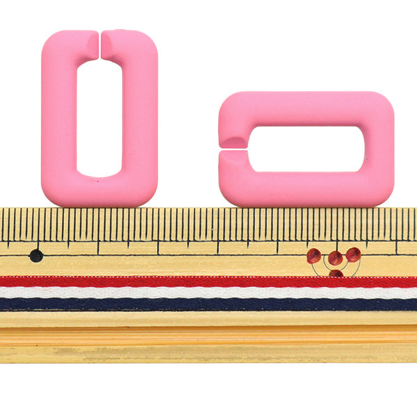 구슬 "아크릴 부품 체인 스퀘어 매트 핑크 약 29mm x 19mm 10-3533"