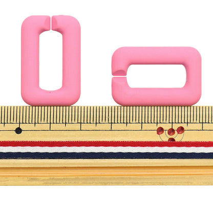 구슬 "아크릴 부품 체인 스퀘어 매트 핑크 약 29mm x 19mm 10-3533"